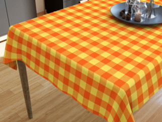 KANAFAS pamut asztalterítő - nagy sárga-narancssárga kockás