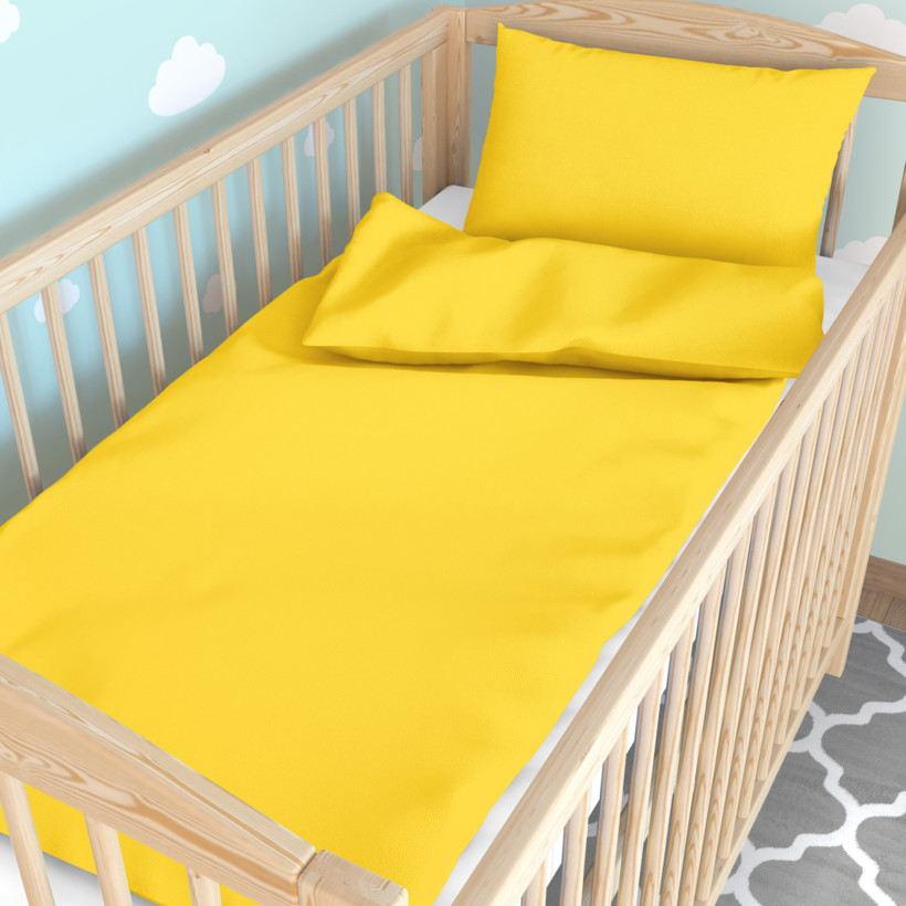 Gyermek pamut ágyneműhuzat kiságyba - sárga
