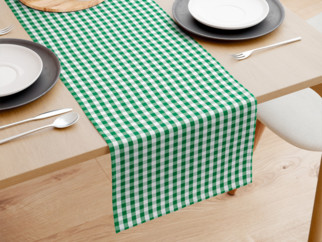 Pamut asztali futó - zöld - fehér kockák