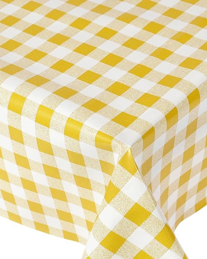 Textil hátoldalú pvc terítő - sárga kockás