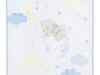 Gyerek spanyol takaró Manterol Baby - kék elefántok - 75x100 cm