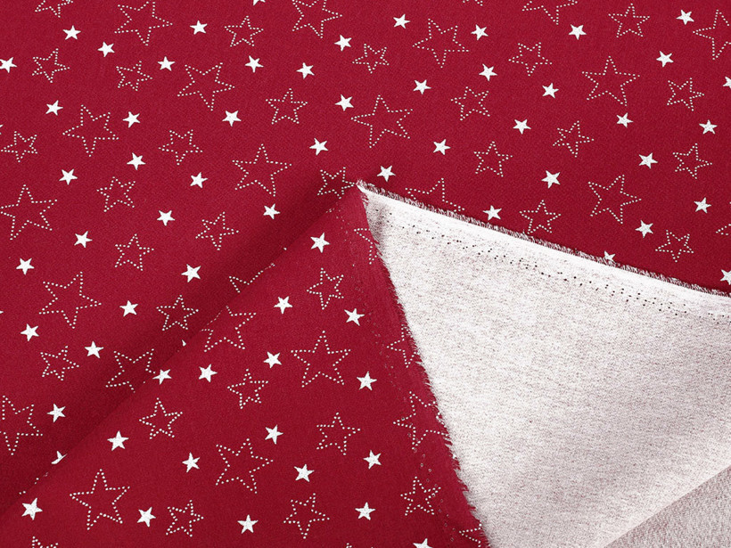 Karácsonyi pamutvászon - karácsonyi, cikkszám X-15, fehér csillagok piros alapon