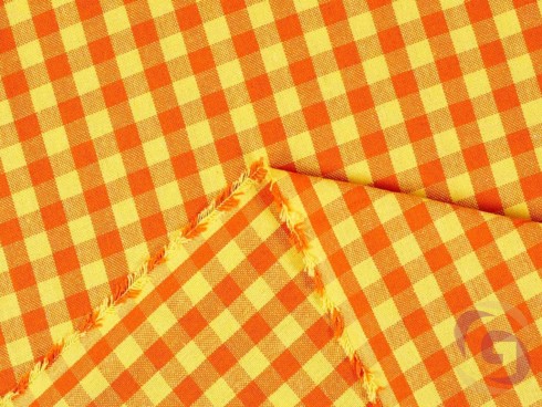 Pamutszövet - kicsi sárga-narancssárga kockás