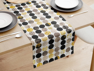 Dekoratív asztali futó VINTAGE - Dizajnos körmintás - aranyszínű