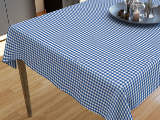 KANAFAS pamut asztalterítő - kicsi kék-fehér kockás
