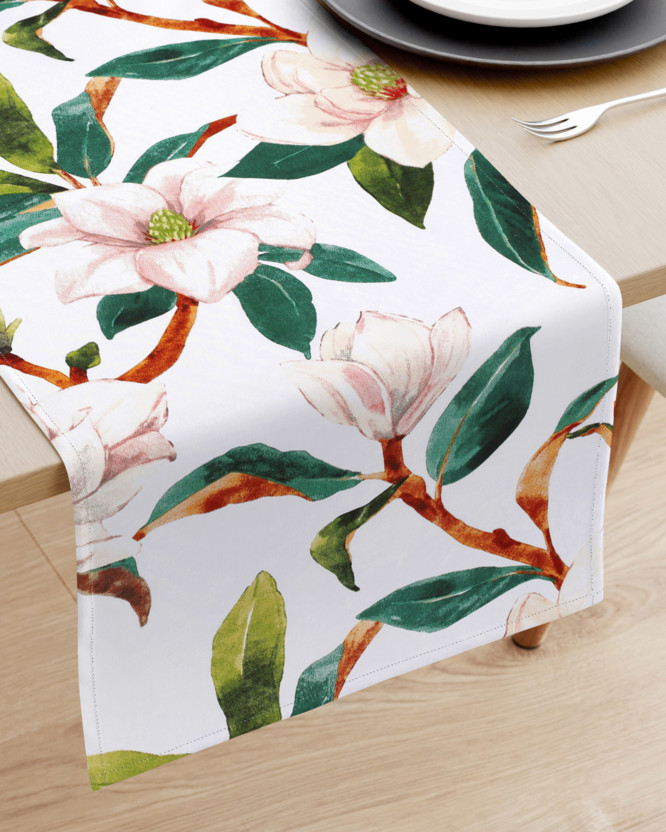 Pamut asztali futó - magnólia virágok