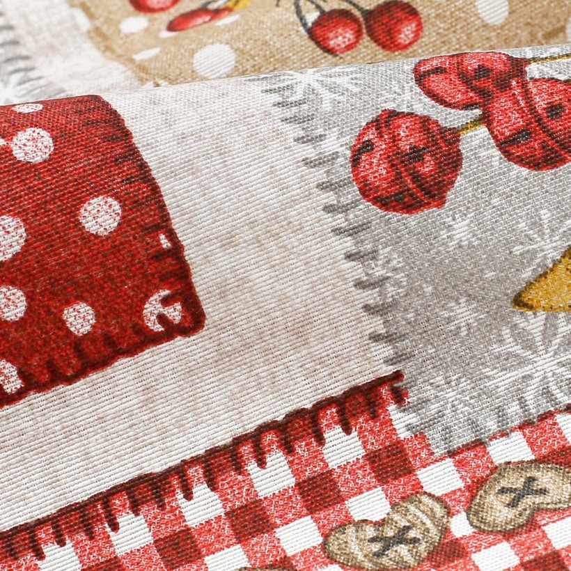 Dekoratív anyag Loneta - karácsonyi díszek - patchwork
