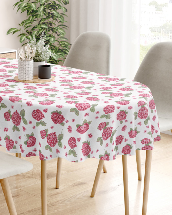 LONETA dekoratív asztalterítő - rózsaszín hortenziák - ovális