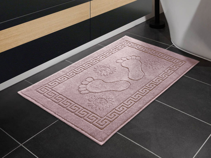 Frottír fürdőszobai szőnyeg „lábnyomok” rózsaszín - 50 x 70