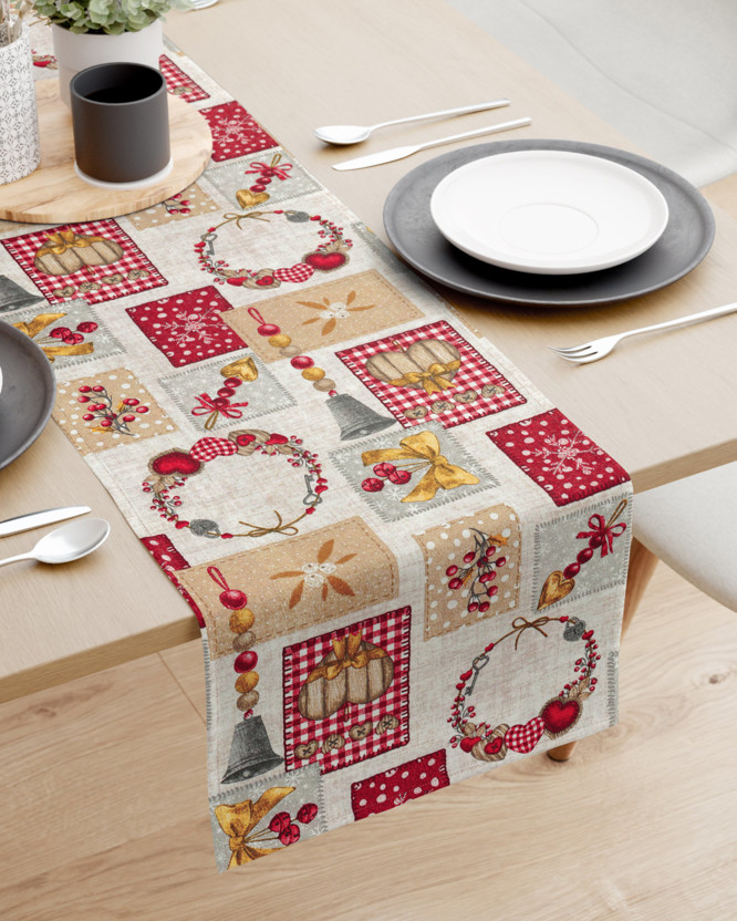 Karácsonyi dekoratív asztali futó LONETA - karácsonyi díszek - patchwork