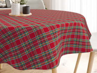 LONETA dekoratív asztalterítő - nagy piros kockás - kör alakú