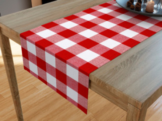 KANAFAS pamut asztali futó - nagy piros-fehér kockás