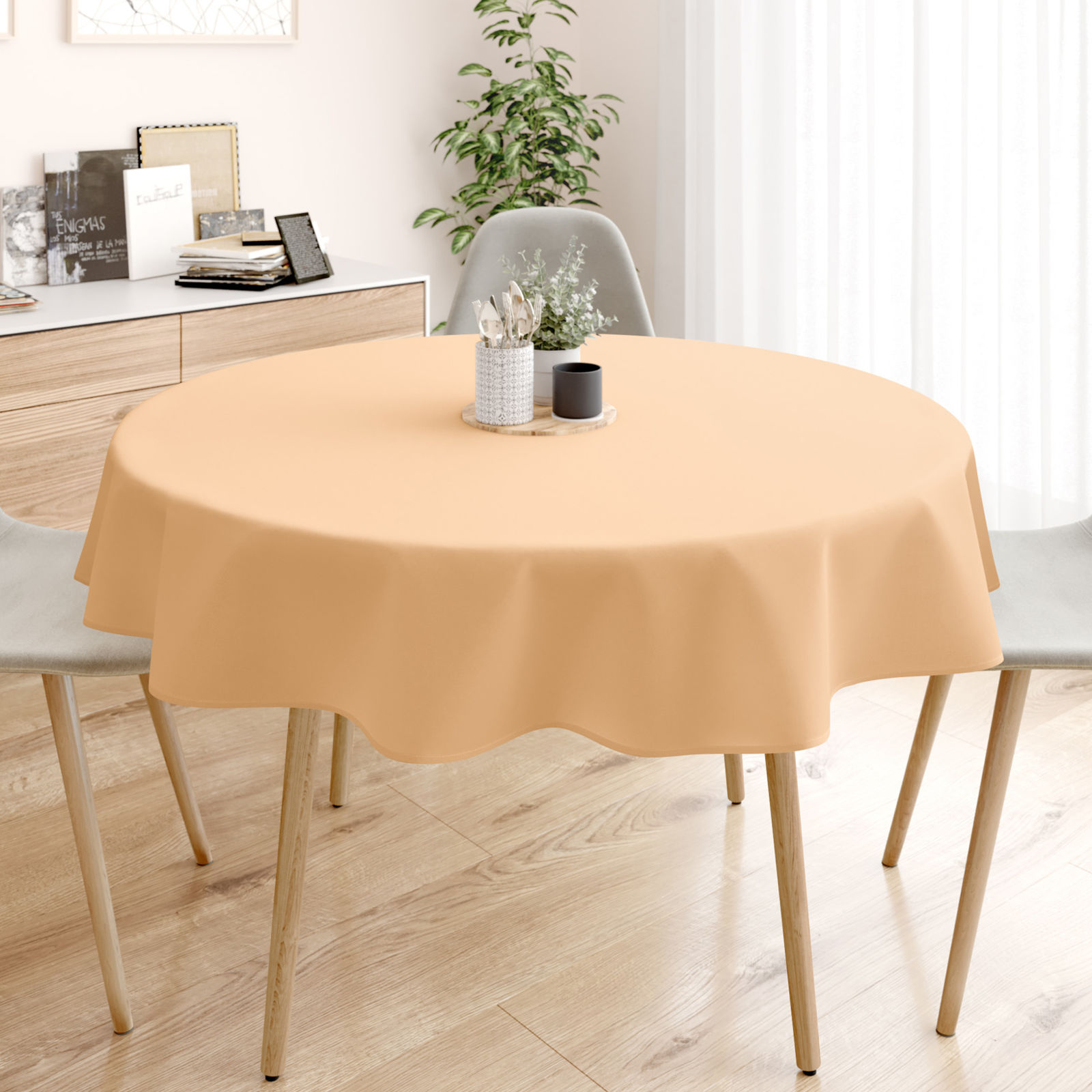 LONETA dekoratív asztalterítő - púderszínű - kör alakú
