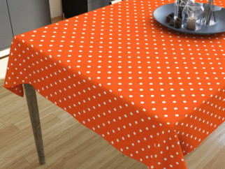 LONETA dekoratív asztalterítő - fehér pöttyös narancssárga alapon