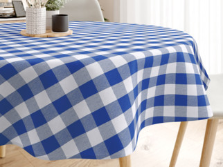 MENORCA dekoratív asztalterítő - nagy kék - fehér kockás - kör alakú