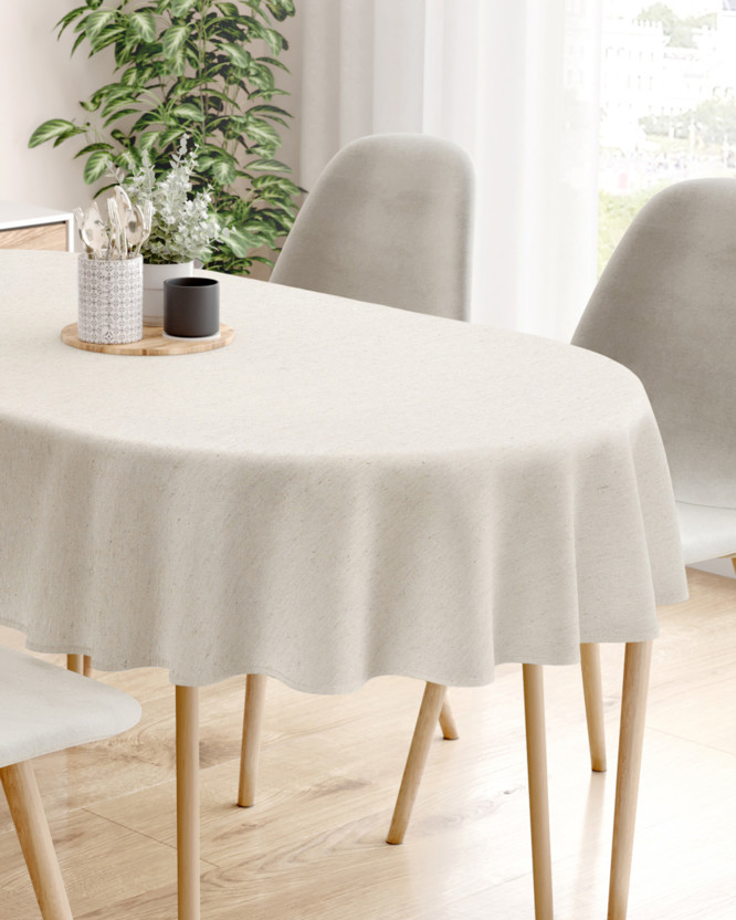 Loneta dekoratív asztalterítő - világos vászonszövésű - ovális