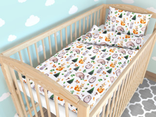 Gyermek pamut ágyneműhuzat kiságyba - cikkszám 034 Aranyos erdei állatkák