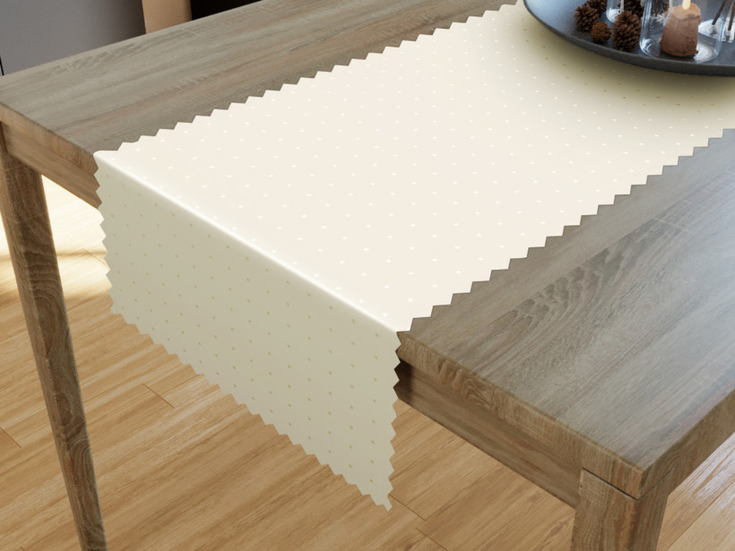 Luxus  teflonbevonatú asztali futó - vanília színű, fényes négyzetekkel