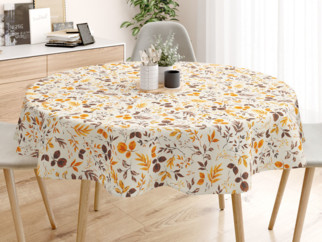 LONETA dekoratív asztalterítő - barna-narancssárga levelek - kör alakú