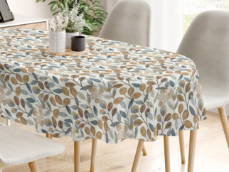 LONETA dekoratív asztalterítő - barna - kék eucalyptus - ovális