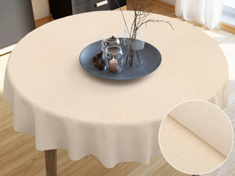 Pamut asztalterítő MESTRAL - Természetes bézs színű - kör alakú