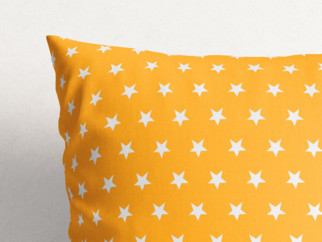 Pamut párnahuzat - fehér csillagok narancssárga alapon