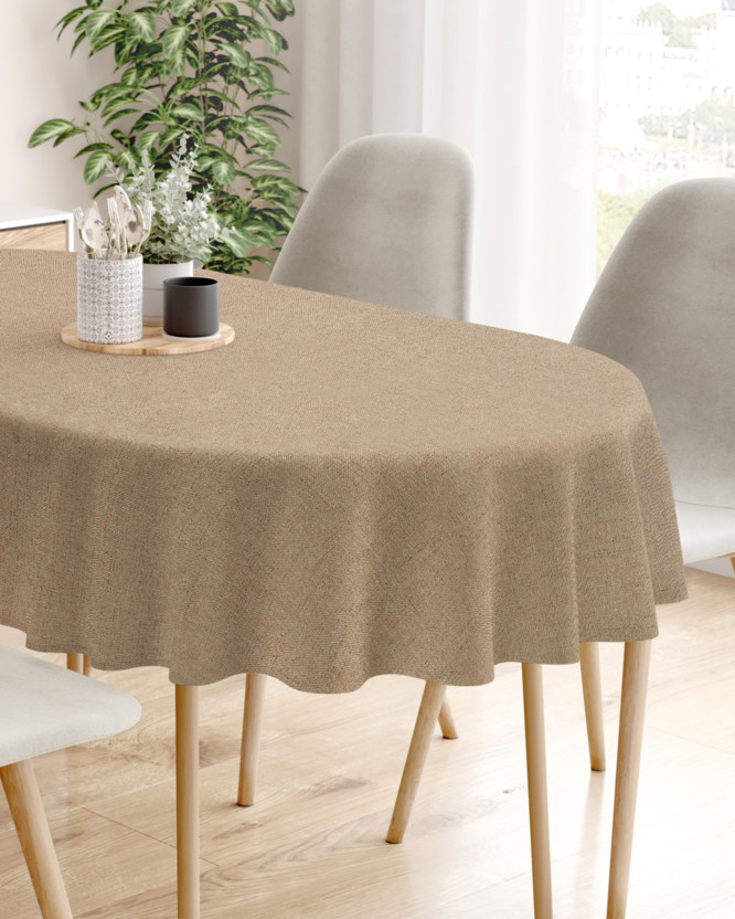 Loneta dekoratív asztalterítő - kávé természetes - ovális