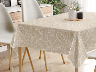 LONETA dekoratív asztalterítő - fehér ornamentek - vászonszövésű