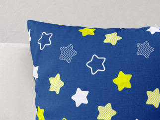 Gyermek pamut párnahuzat - csillagok sötétkék alapon