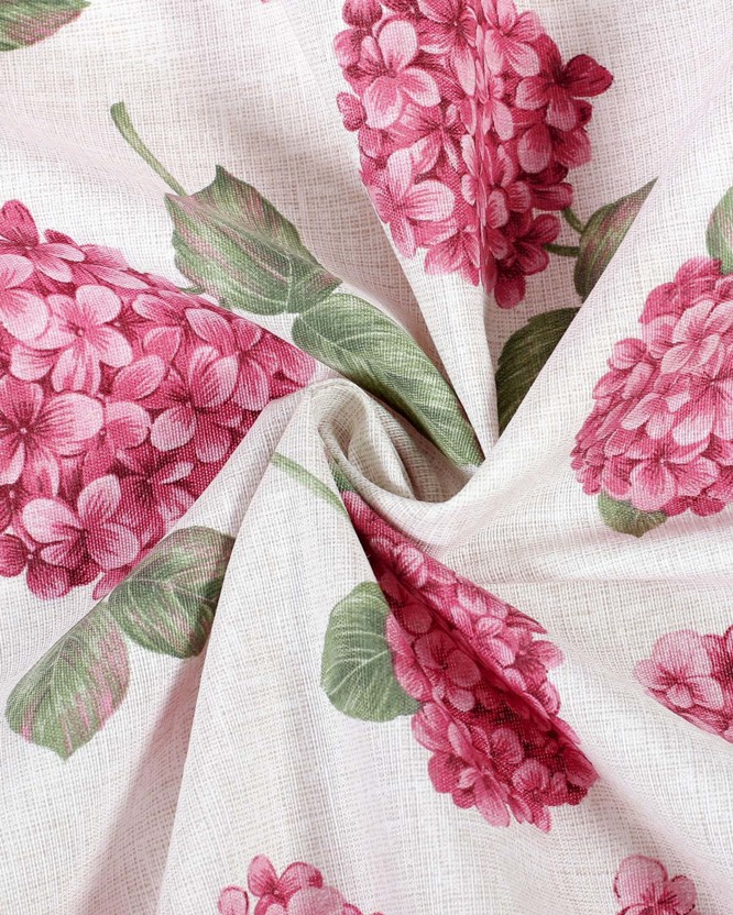 Dekoratív szövet LONETA - rózsaszín hortenziák