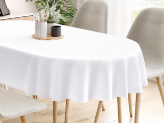 Dekoratív asztalterítő - fehér, szatén fényű - ovális