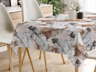 LONETA dekoratív asztalterítő - szürke és barna madártollak