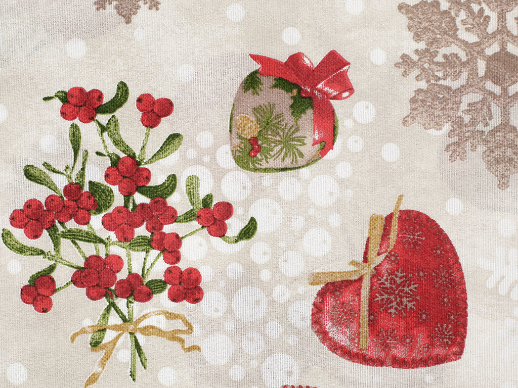 Karácsonyi dekoratív anyag VERONA - Karácsonyi dekorációk természetes színű alapon