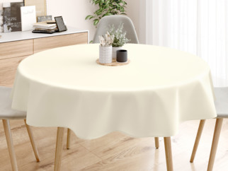 Dekoratív asztalterítő - krémszínű, szatén fényű - kör alakú