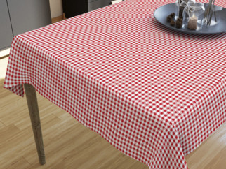 Pamut asztalterítő - piros - fehér kockás