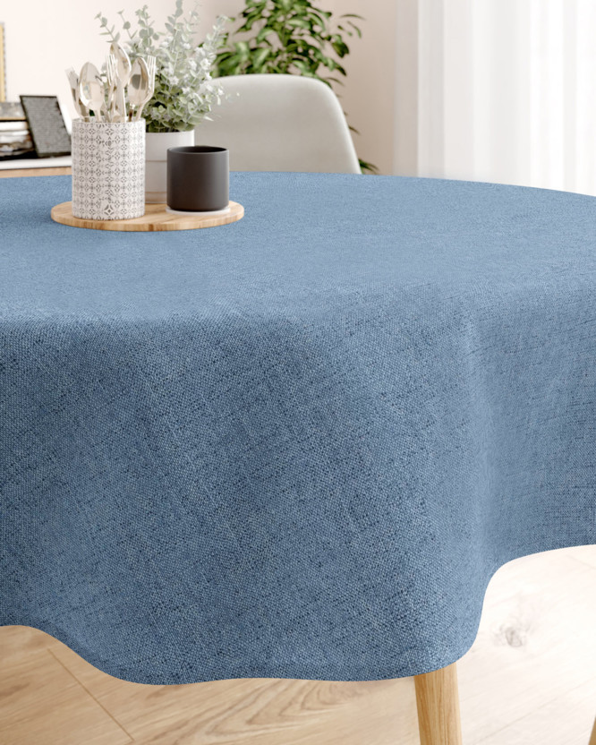 LONETA dekoratív asztalterítő - kék természetes - kör alakú