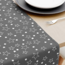Karácsonyi asztali futó - fehér csillagok szürke alapon