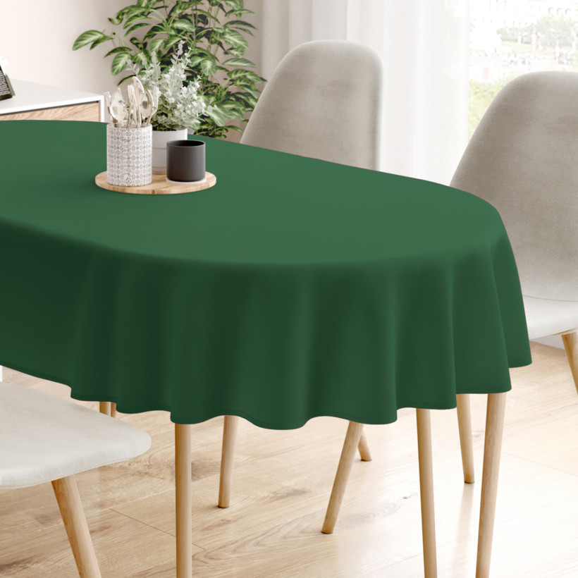 Loneta dekoratív asztalterítő - sötétzöld - ovális