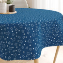 Pamut asztalterítő - fehér csillagok kék alapon - kör alakú