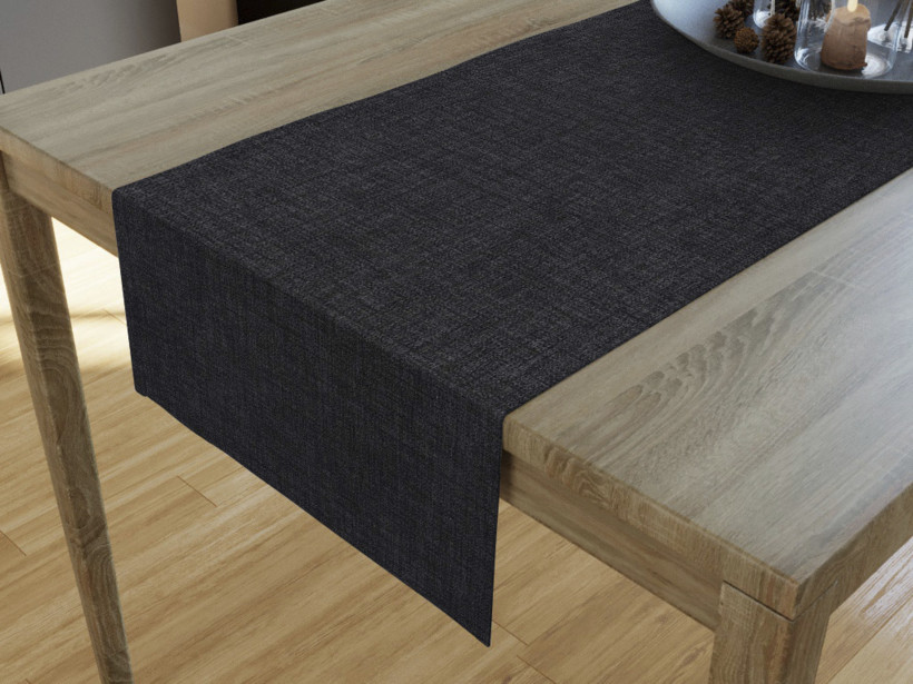 LONETA dekoratív asztali futó - fekete / vászonszövésű