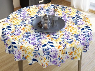 LONETA dekoratív asztalterítő - festett levelek - kör alakú