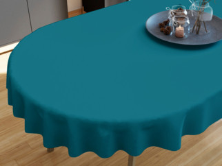 Pamut asztalterítő - petróleumszínű - ovális