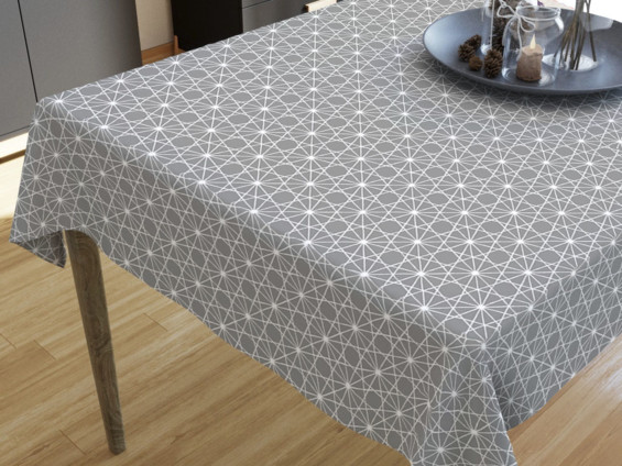 LONETA dekoratív asztalterítő - fehér vonalak szürke alapon