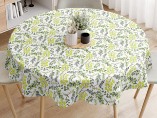 LONETA dekoratív asztalterítő - zöld levelek - kör alakú