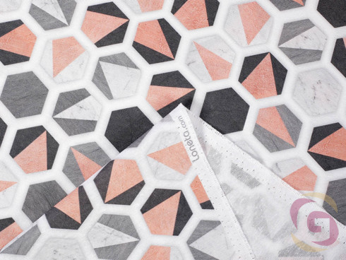 Pamutszövet - régirózsaszínű hexagon
