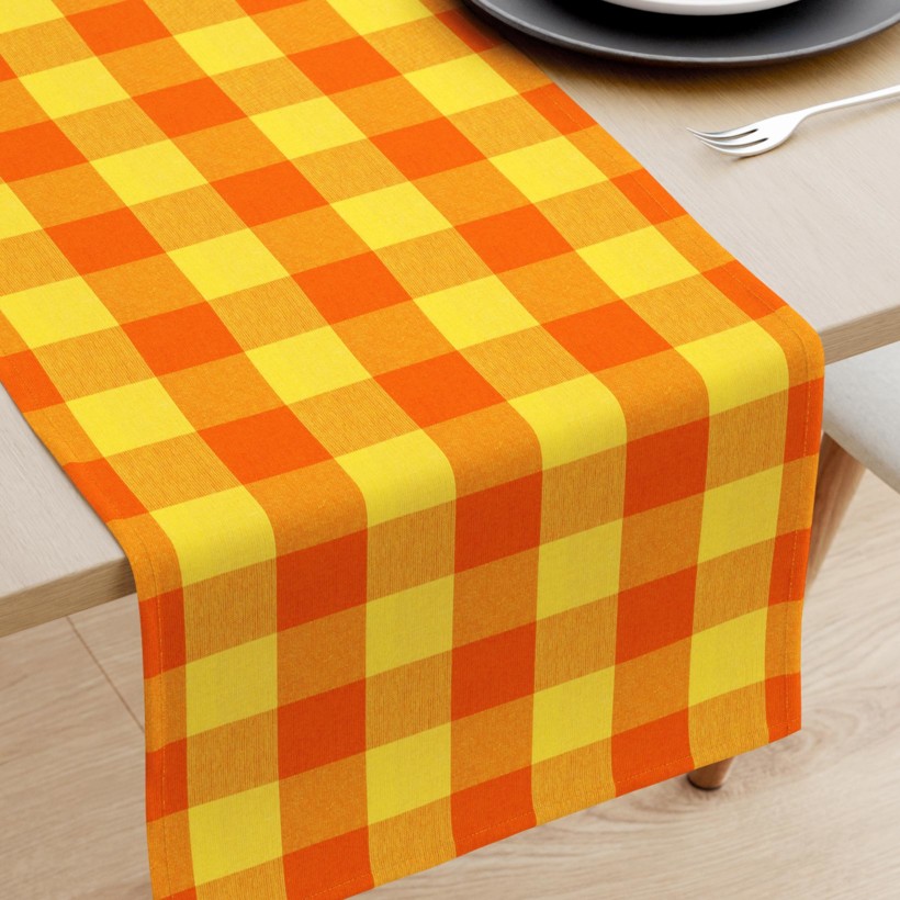 Asztali futó Kanafas - nagy sárga-narancssárga kockás