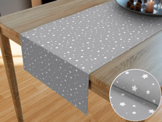Pamut asztali futó - fehér csillagok szürke alapon