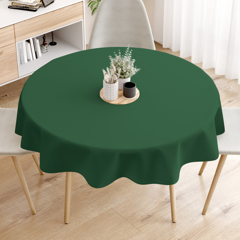 Loneta dekoratív asztalterítő - sötétzöld - kör alakú