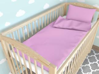 Gyermek pamut ágyneműhuzat kiságyba - rózsaszín