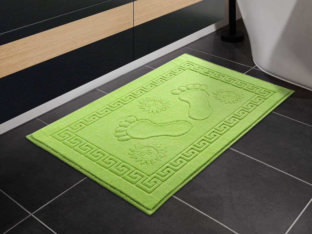 Frottír fürdőszobai szőnyeg „lábnyomok” zöld - 50 x 70